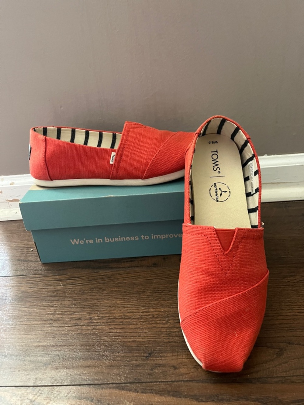Toms Red Canvas Slip-On Espadrille